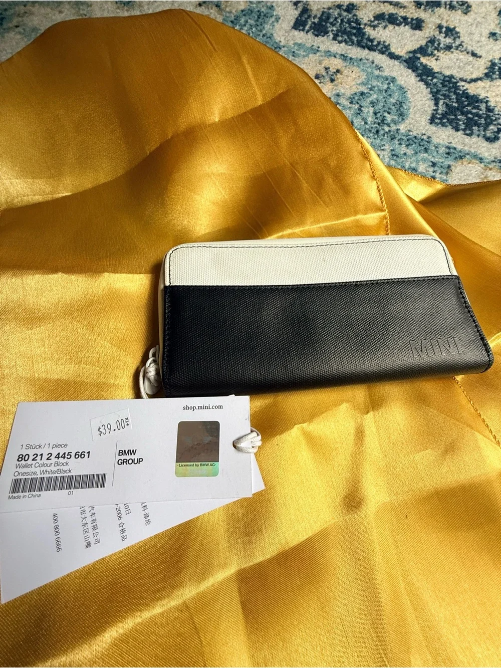 BMW Black and White Zip-Around Wallet